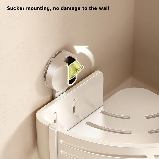 VOLPONE Corner Shower Caddy Suction Cup Shower Shelf Corner No Drilling - Image 4