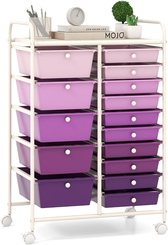 Giantex 15 Drawers Rolling Cart, Classroom Organizers, Storage Cart by Giantex