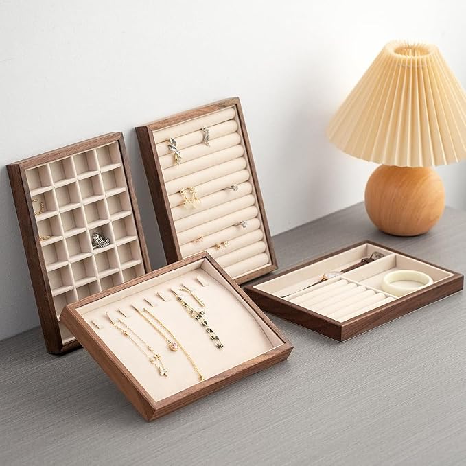 9 Grid Black Walnut Wood Jewelry Tray - Image 8