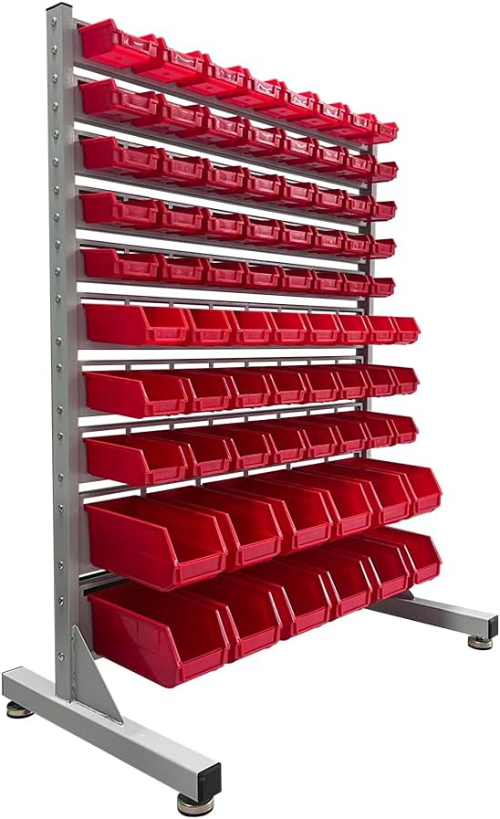 JZD Metal Bin Rack Storage Organizer System, Heavy Duty Steel Frame, 76 Plastic by JZD