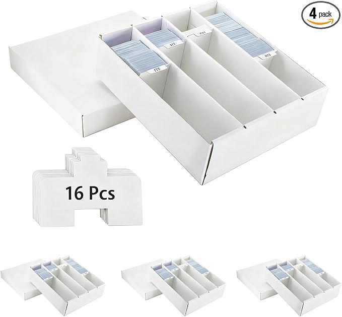 4 Pack Sports Card Boxes 3200 Count Cardboard Card Storage Box White Bulk Card by XRACV