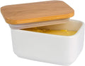 Porcelain Butter Dish with Lid, Ceramic Butter Dish with Bamboo Lip, Butter by Arswin