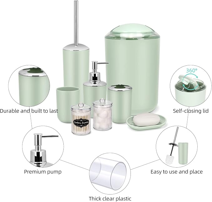 IMAVO Bathroom Accessories Set, 9 Pieces Bathroom Accessory Set, Qtip Holders - Image 5