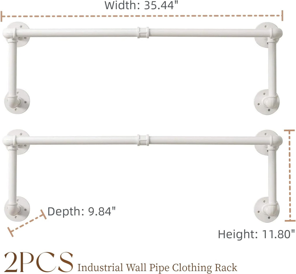 Industrial Pipe Clothing Rack, Hanging Clothes Rod, Wall Garment Rack