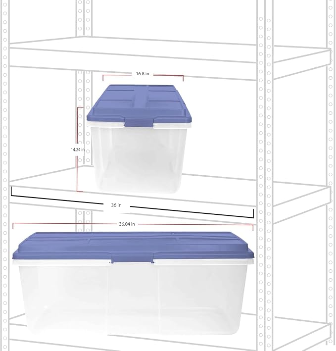 2-Pack 113 Quart Clear Plastic Stackable Storage Bin - - Image 3