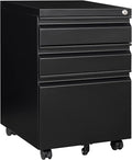 3 Drawer File Cabinet with Lock, Under Desk File Cabinet with Wheels, Three by SISESOL