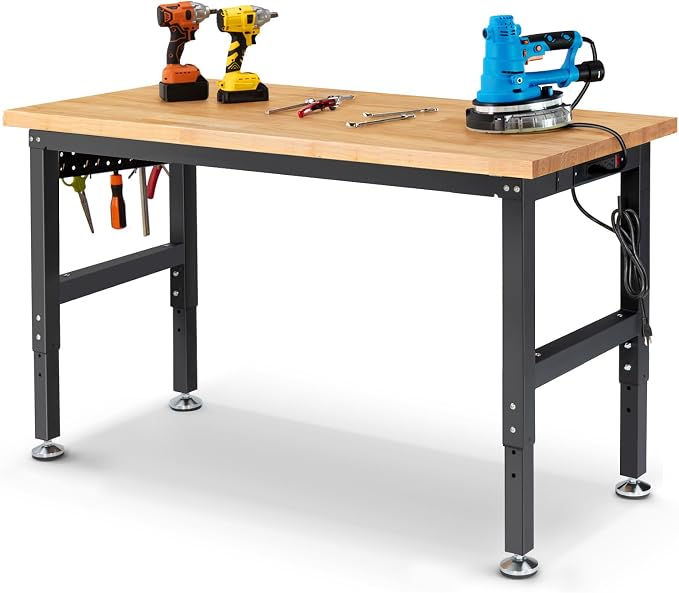 60 Inch Workbench for Garage Adjustable Height Work Bench by ENJOYWOOD