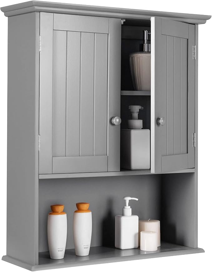 Tangkula Wall Mount Bathroom Cabinet Wooden Medicine Cabinet Storage Organizer by TANGKULA
