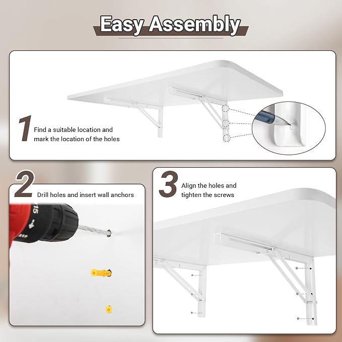 Upgrade Wall Mounted Folding Table 31.5”L x 15.7”W, Laundry Folding Table - Image 7