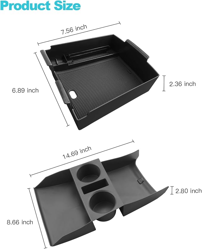 CDEFG 2Pcs Lower Center Console Tray Floor Console Organizer - Image 8