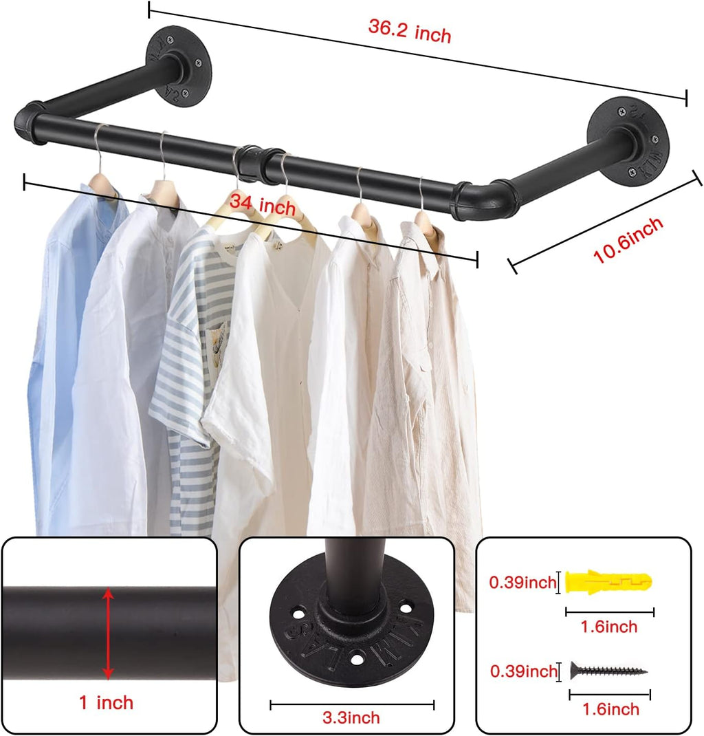 Clothing Rack - 36" Industrial Pipe Clothing Garment Rack
