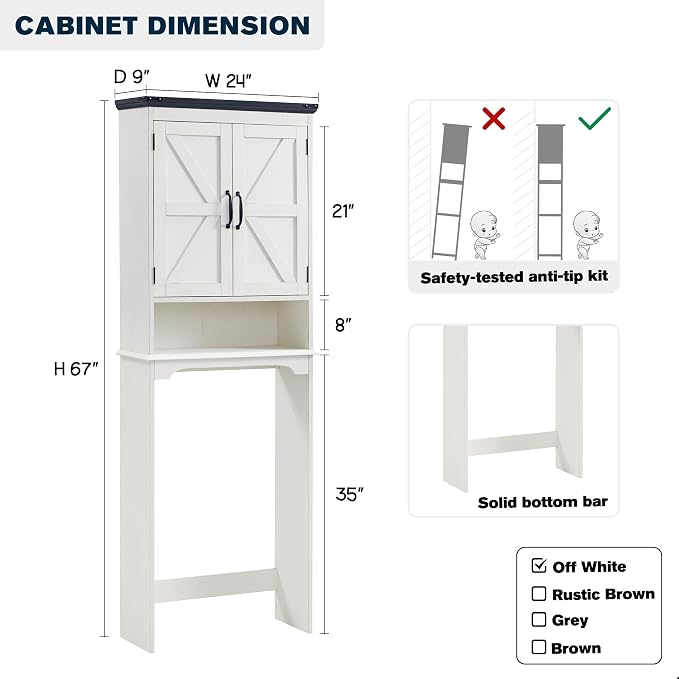 ACCOHOHO Over The Toilet Storage Cabinet, Farmhouse Bathroom Cabinet - Image 2