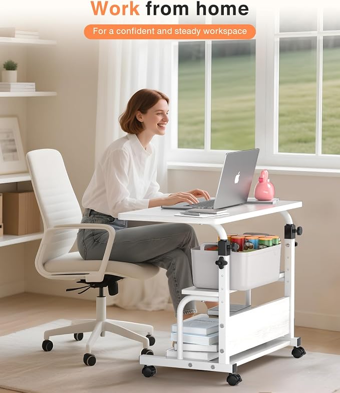 Portable Desk with Wheels Small Standing Desk on Wheels Adjustable Height - Image 2