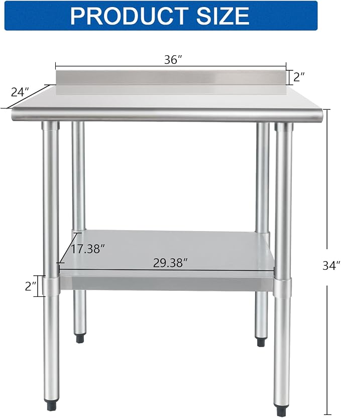 HARDURA Stainless Steel Table Prep & Work Table 24 x 36 Inches NSF Heavy Duty - Image 2