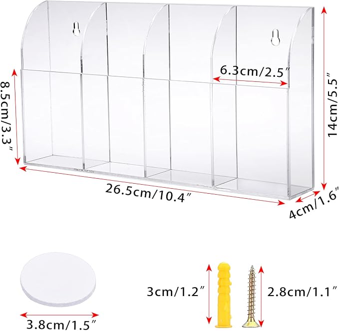 Hipiwe Wall Mount Remote Control Holder Clear Acrylic Media Organizer Remote - Image 7