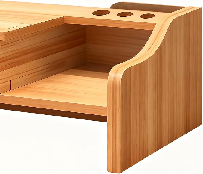 Computer Monitor Stand, Wooden Desktop Organizer Shelf - Image 7
