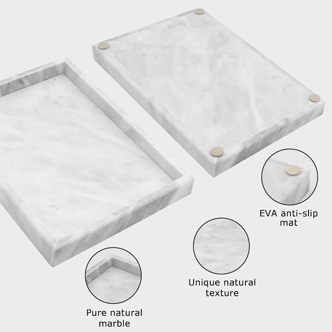 Marble Bathroom Tray, Pure Natural Marble Vanity Tray, Marble Tray - Image 2