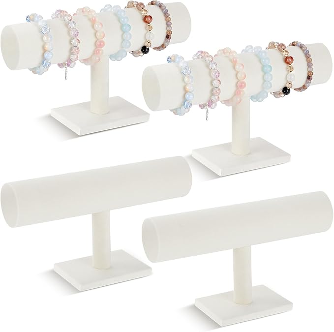 Wenqik 4 Pcs Bracelet Holder Stand Beige Velvet Bracelet Jewelry Display Holder by Wenqik