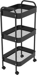 3-Tier Metal Utility Rolling Cart, Living Room, Movable Storage Organizer by Unknown
