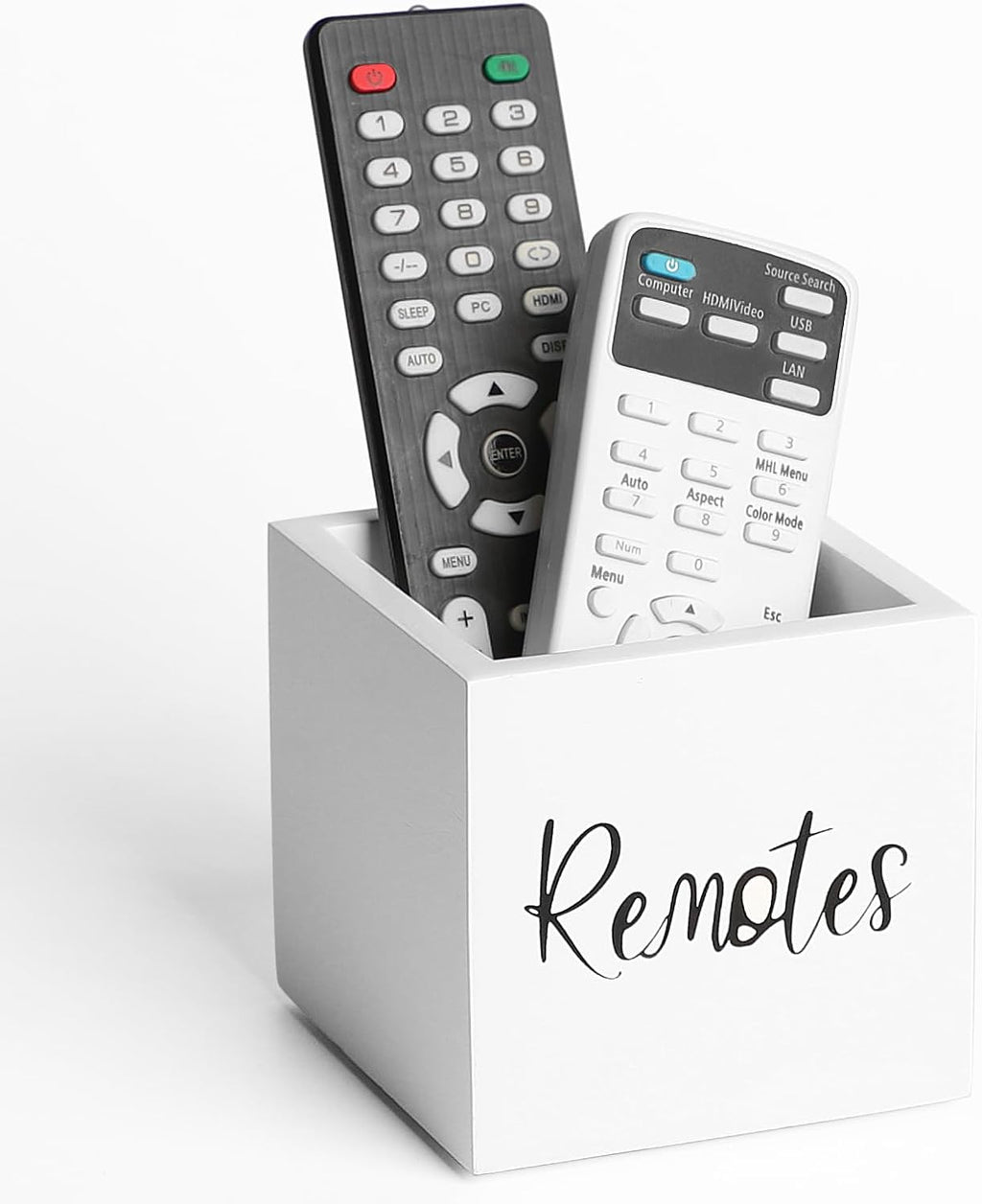 LBEMEY Wood Remote Control Holder, TV Remote Control Organizer for