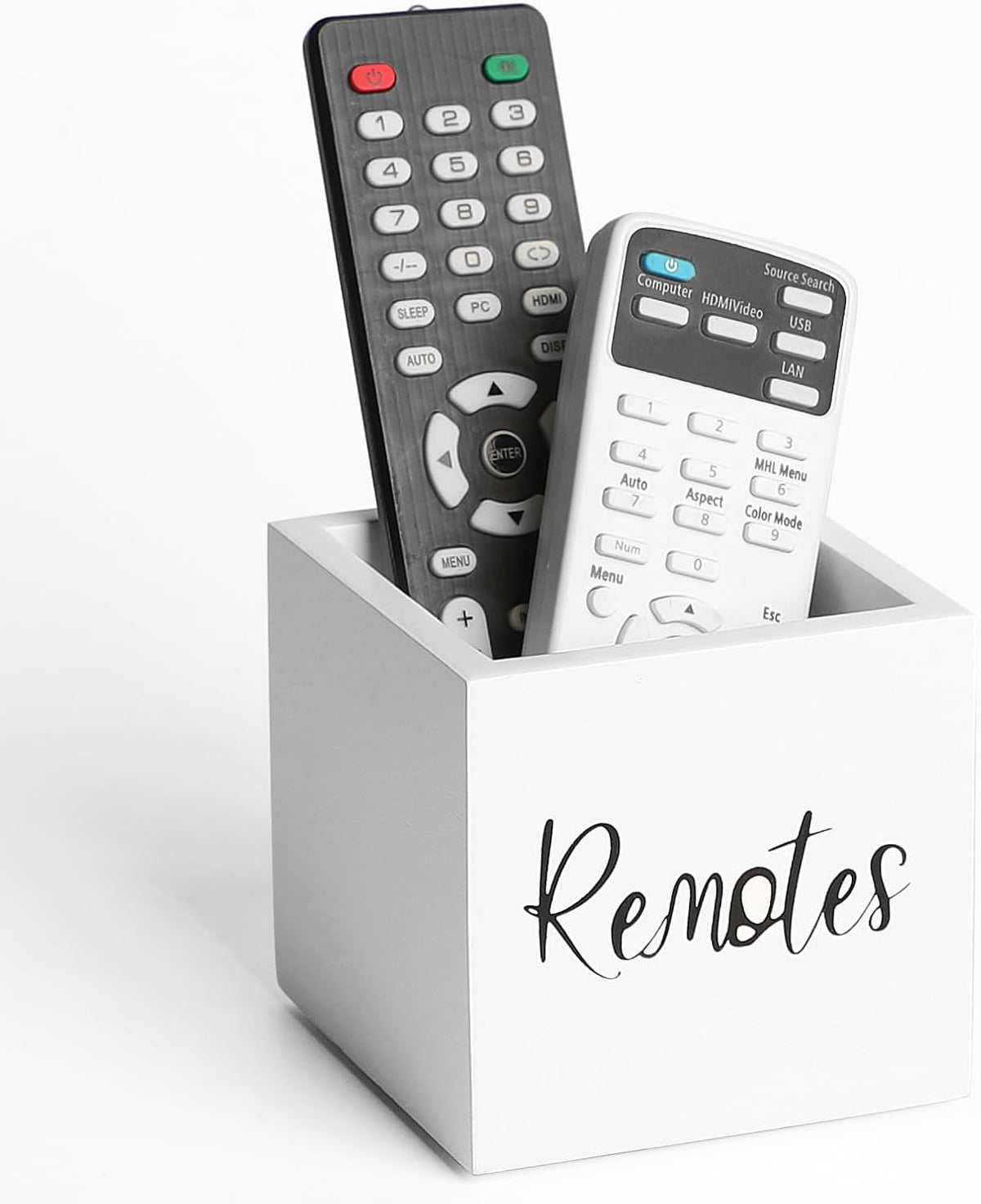 LBEMEY Wood Remote Control Holder, TV Remote Control Organizer for