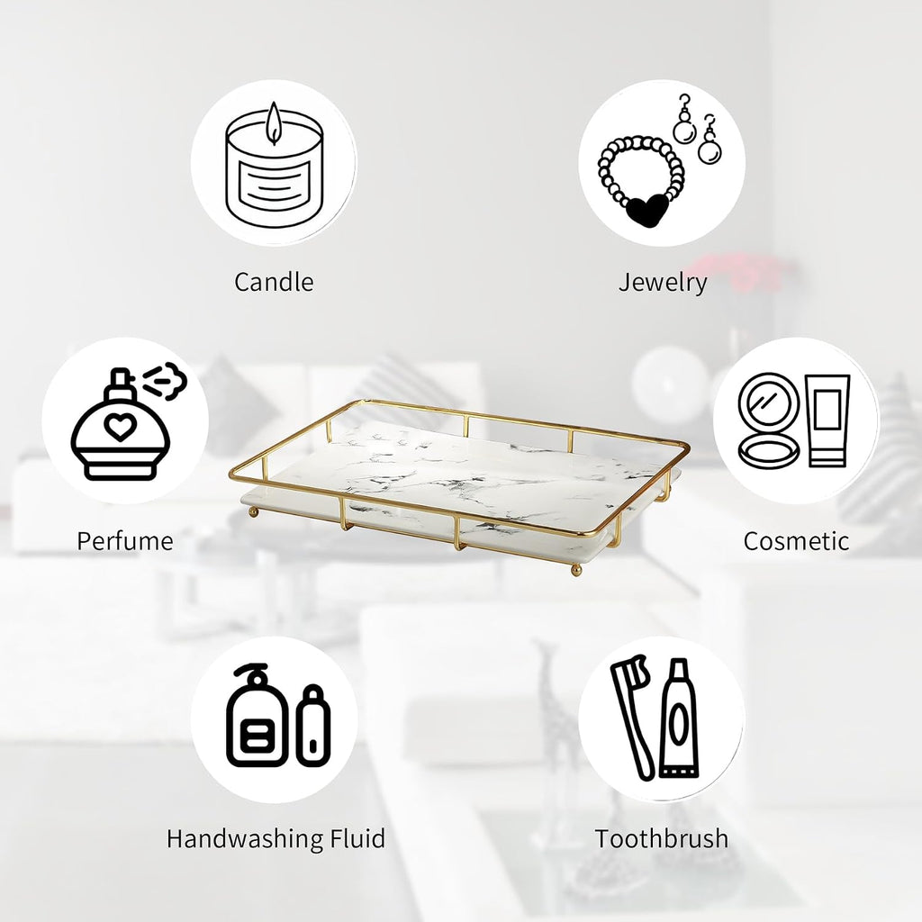 Dobbyby Vanity Tray Makeup Organizer Cosmetics Storage Bathroom