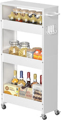 Slim Storage Cart, 4-Tier Kitchen Rolling Cart Narrow Storage Cabinet by CHLORYARD
