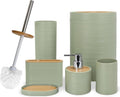 CERBIOR Bathroom Accessories Set 6 Piece Bamboo Bath Ensemble Includes Soap by CERBIOR