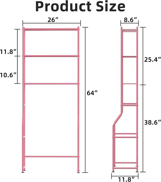 3-Tier Over The Toilet Storage, Freestanding Metal Bathroom Shelves, Space - Image 2