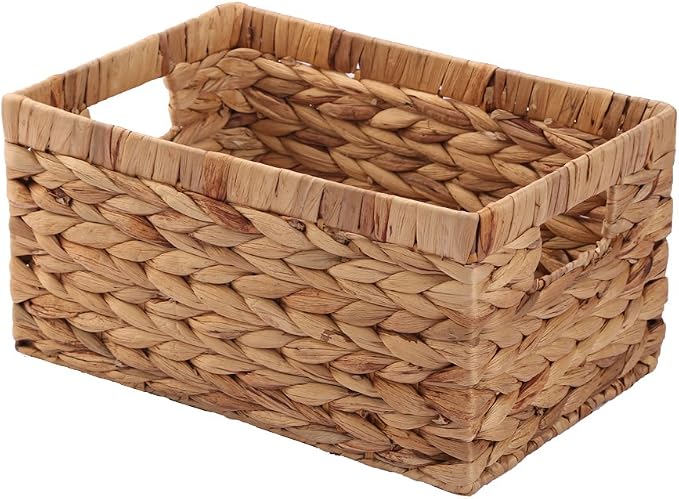Storage Container, Natural Water Hyacinth Storage Bins Rectangular Basket by KINGWILLOW