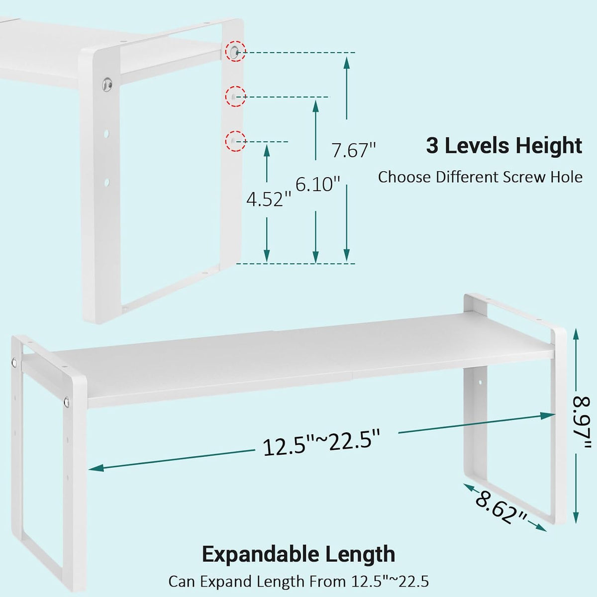 2 Pack Expandable Cabinet Organizer Shelves, 88lbs High Weight