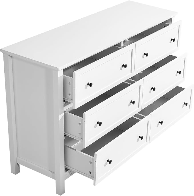 VEVOR 6 Drawer White Dresser, Wood Dresser Chest of Drawers - Image 4
