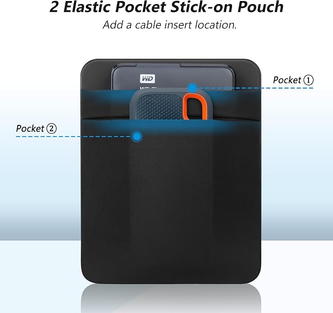 Lacdo Portable External Hard Drive Carrying Case, 2-Pocket Stick on Pouch Holder - Image 2