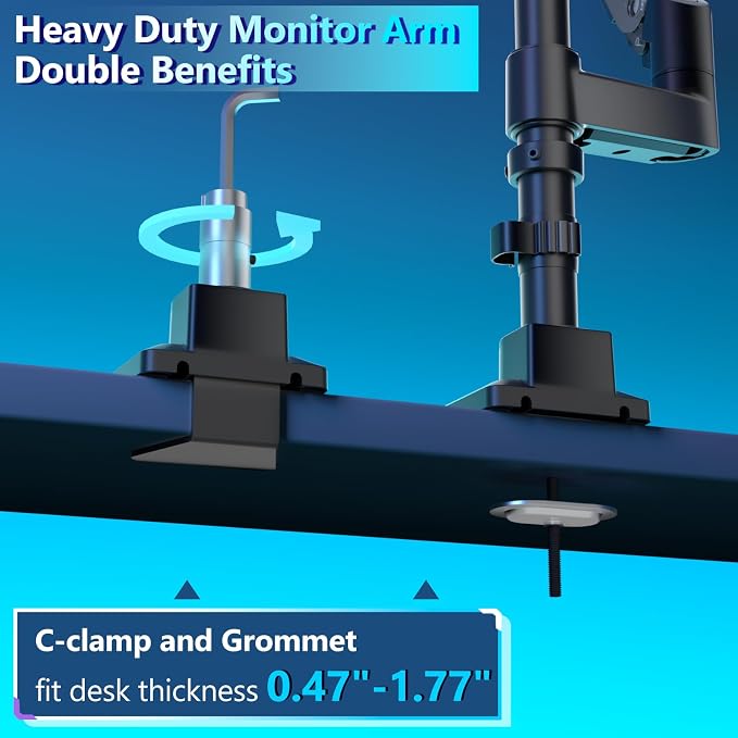 WALI Dual Monitor Mount for Ultrawide Heavy Duty Curved Monitor Stacking - Image 5