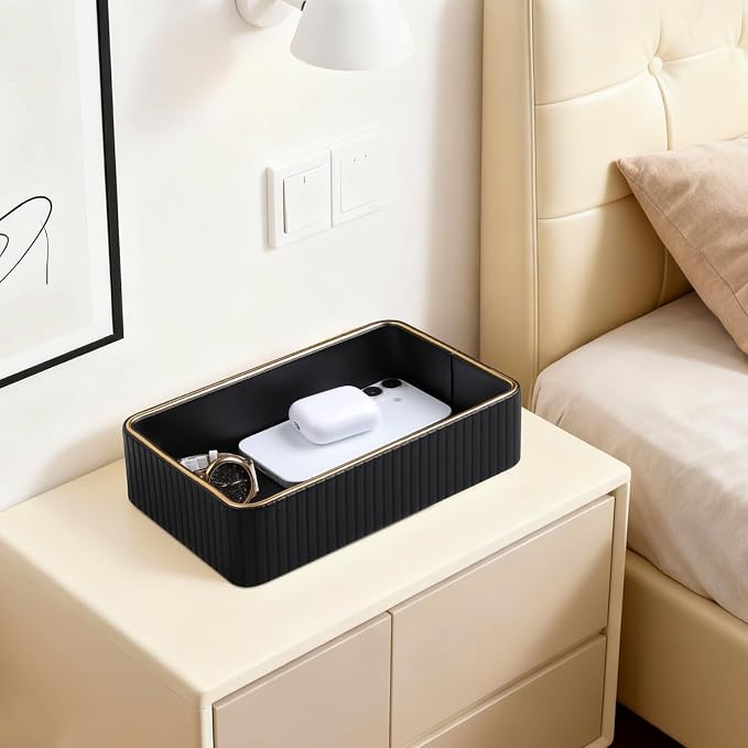 Desk Organizer Tray, PU Leather Valet Tray Nightstand Organizer Cologne Perfume - Image 7
