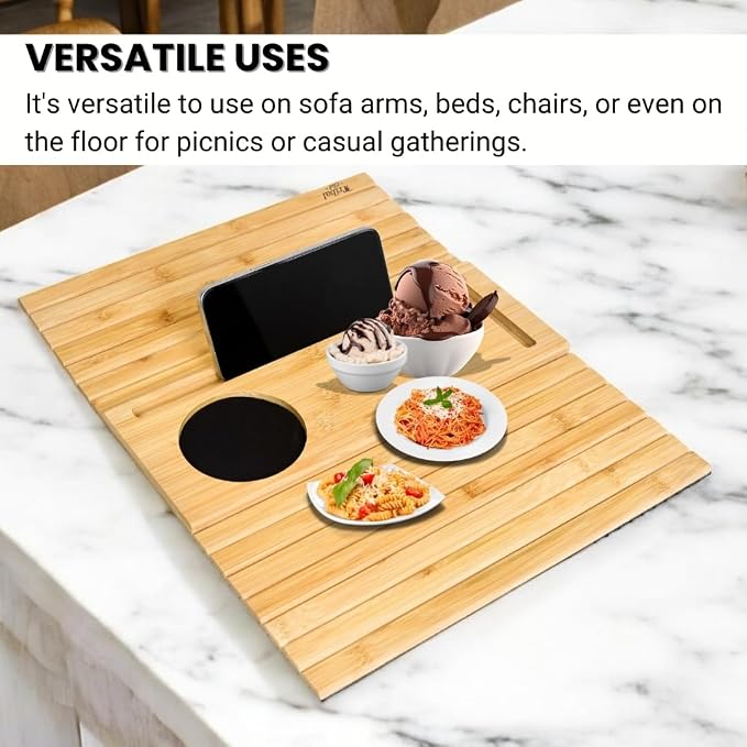 Bamboo Sofa Arm Tray, Couch Arm Table Caddy - Image 4