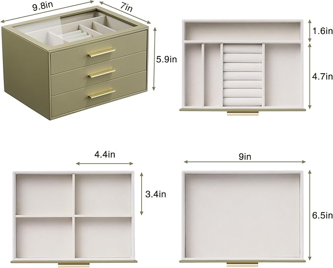 Jewelry Box Organizer Case for Women: 3-Layer Jewelry Storage Case - Image 8