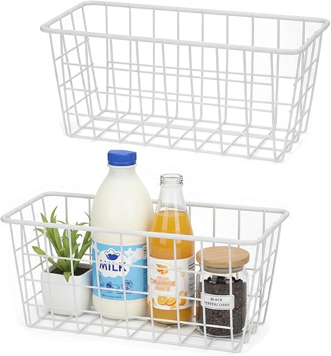 2 Set LeleCAT Hanging Wall Basket Organizer Over the Cabinet Door Adhesive Wire by LeleCAT