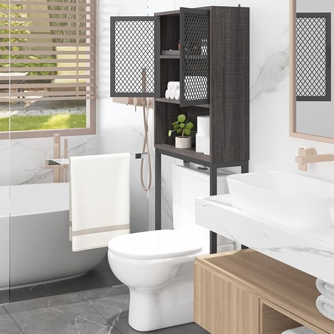 Launica Over The Toilet Storage Cabinet, Industrial Bathroom Organizer Above - Image 9