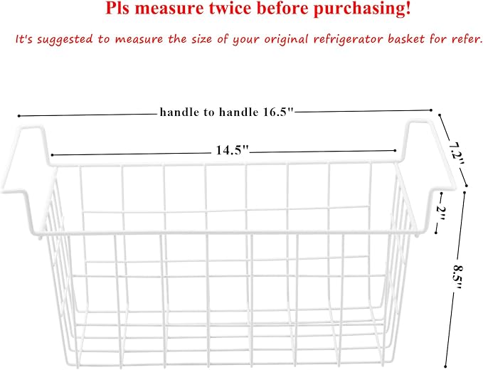 Orgneas 16.5 Inch Freezer Organizer Bins, Metal Wire Basket Bins, Replaces - Image 3