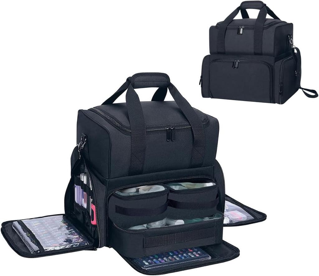 Large Makeup Bag with 3 Removable Case and 2 Removable Dividers,Black