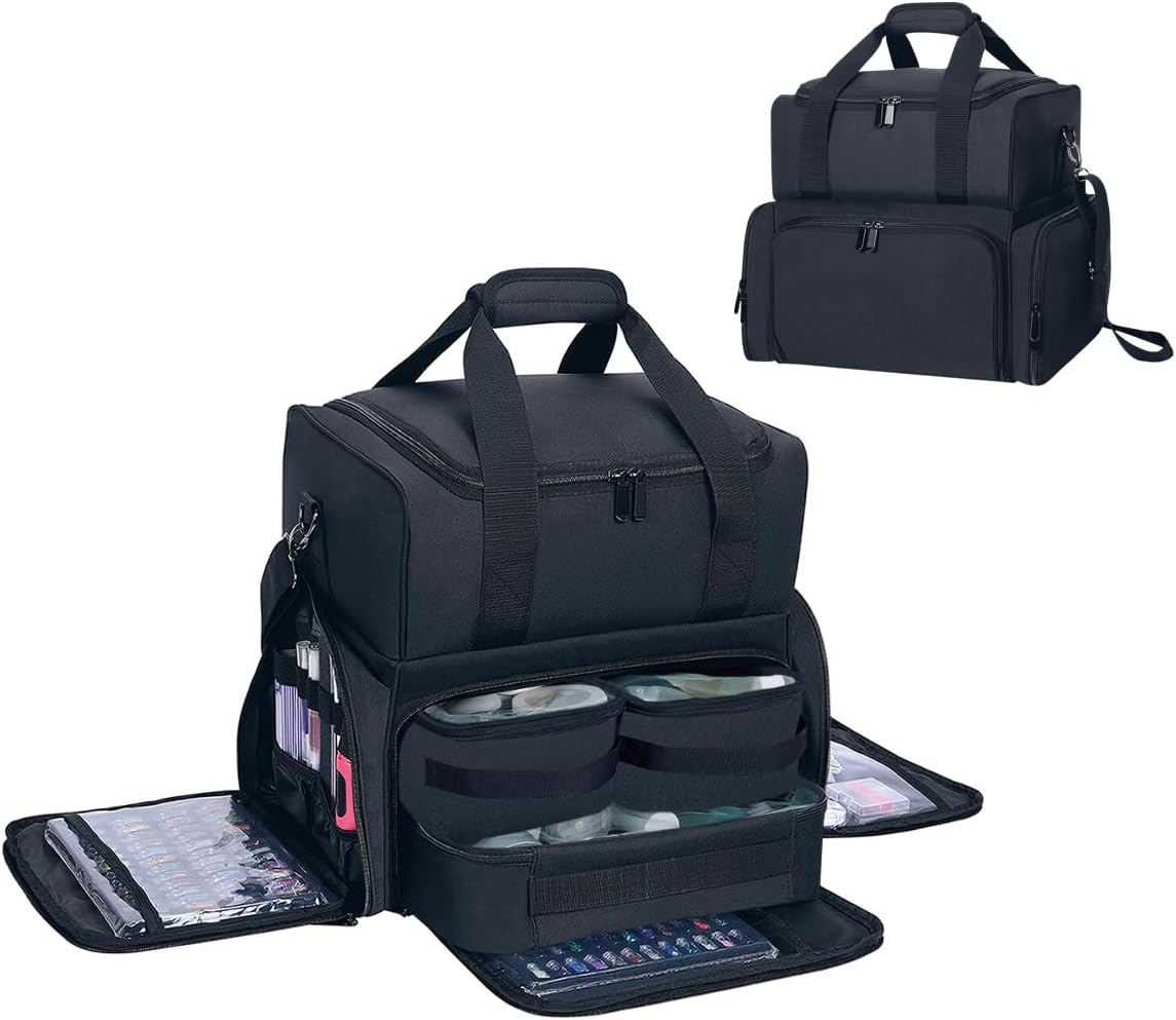 Large Makeup Bag with 3 Removable Case and 2 Removable Dividers,Black