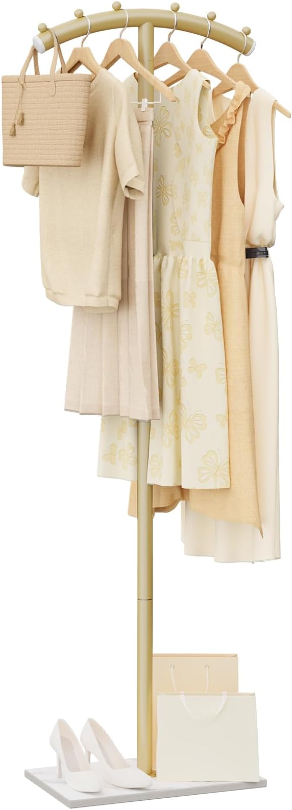 Arcuate Garment Rack, T-shaped Coat Tree Freestanding, Metal Coat Racks by Unknown
