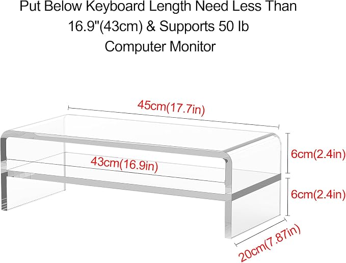 Acrylic Monitor Stand, 2 Tiers Computer Monitor Riser, Computer Stand/Monitor - Image 2
