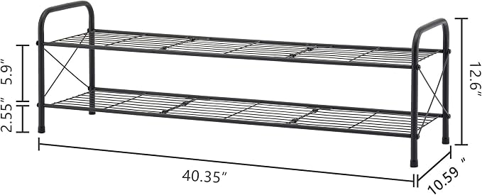 Hoctieon 2 Tier Shoe Rack for Closet, Durable Mesh Style Shoe Rack, Entryway - Image 3