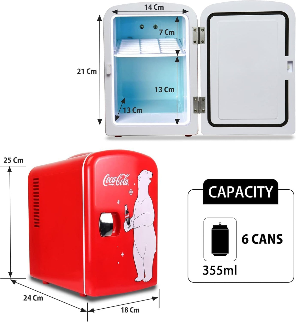 Coca Cola Polar Mini Fridge - Refrigerator for Bedroom Office
