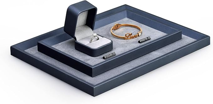 Oirlv Premium Leather Flat Jewelry Tray Jewelry Display Organizer Valet Tray - Image 3