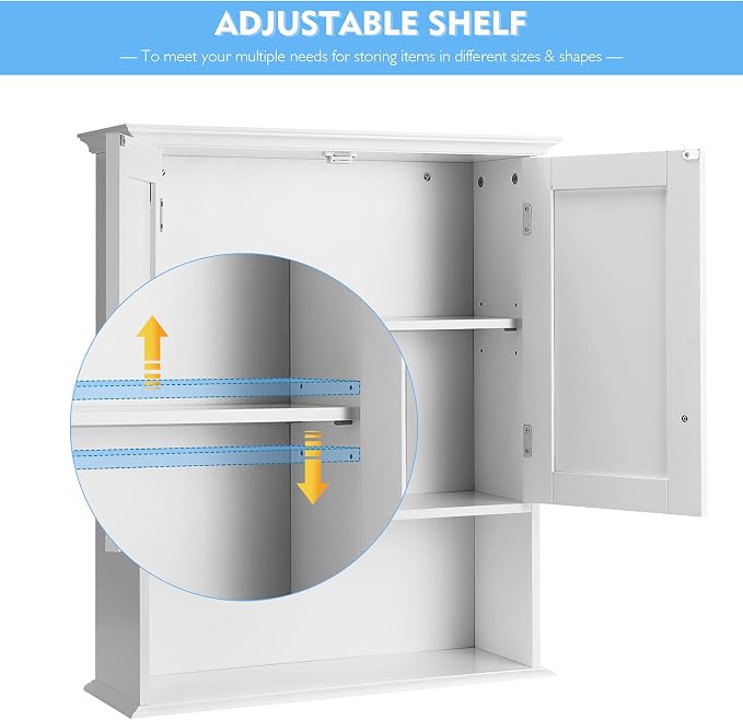 Tangkula Bathroom Wall Cabinet, Wooden Hanging Storage - Image 6