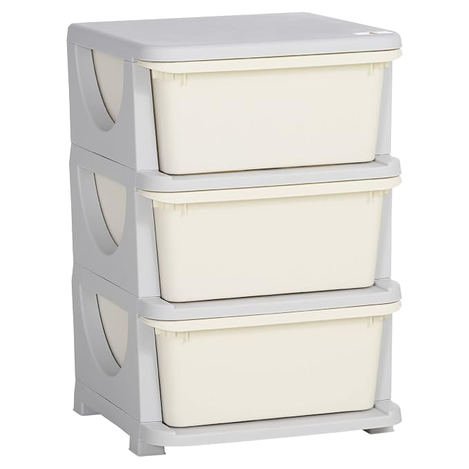 Qaba 3 Tier Kids Storage Unit, 3 Drawer Chest Toy Organizer Plastic Bins by Qaba