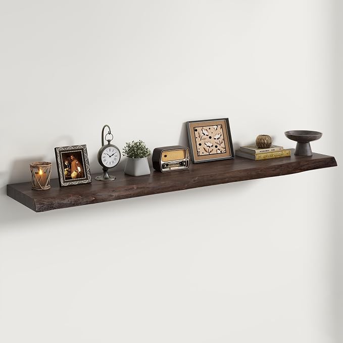 Live Edge Elm Floating Shelves For Wall by Unknown